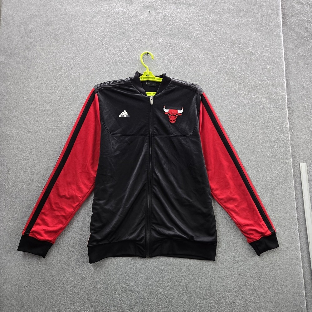 Chicago Bulls Men Jacket XL Black Embroidered Adidas Team Logo Activewear